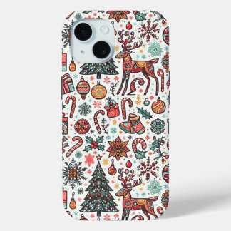 Coque Pour iPhone 15 Arbre de Noël Motif iPhone 15 Coque