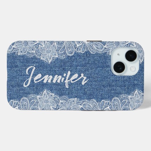 Coque Pour iPhone 15 Blue Jean Denim iPhone / coque ipad (Verso (horizontal))