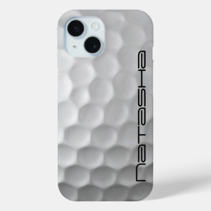 Coque Pour iPhone 15 Boule de golf avec texte personnalisé