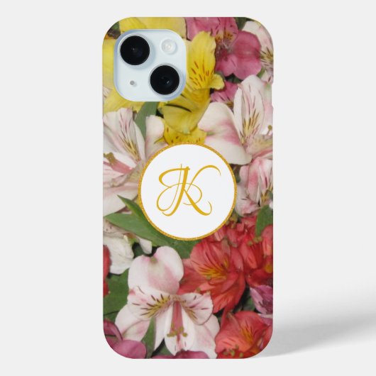 Coque Pour iPhone 15 Bouquet floral Monogramme coque iphone Customisé (Verso)