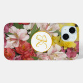 Coque Pour iPhone 15 Bouquet floral Monogramme coque iphone Customisé (Verso (horizontal))