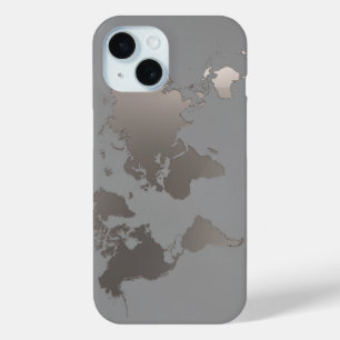 Coque Pour iPhone 15 Carte du monde coque iphone Apple Voyage Silver Gr