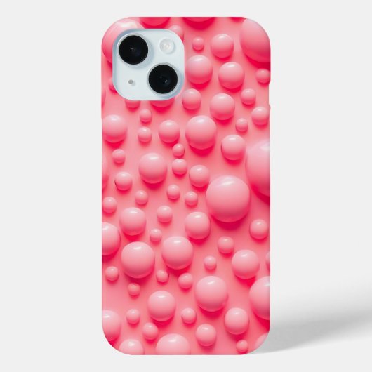 Coque Pour iPhone 15 Conception de coque iPhone Bulles 3D Rose BubbleGu (Verso)
