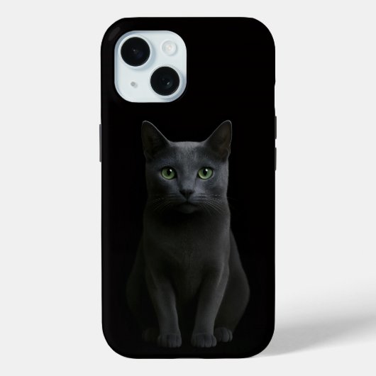 Coque Pour iPhone 15 Coque Black 4 Luxe iPhone 15 Case-Mate, Chat Bleu  (Verso)