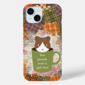 Coque Pour iPhone 15 Coque iphone Chat de pause automne (Verso)