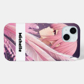 Coque Pour iPhone 15 Coque iphone d'Anime rose mignon personnalisé (Verso (horizontal))