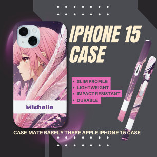 Coque Pour iPhone 15 Coque iphone d'Anime rose mignon personnalisé