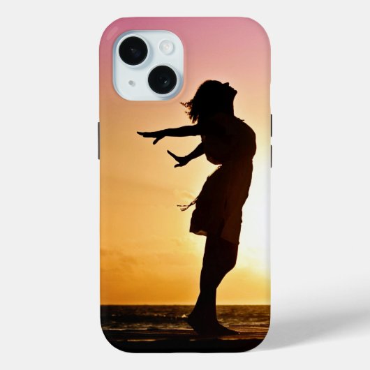 Coque Pour iPhone 15 Coque iphone de fille couché de soleil (Verso)