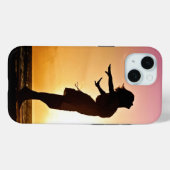 Coque Pour iPhone 15 Coque iphone de fille couché de soleil (Verso (horizontal))