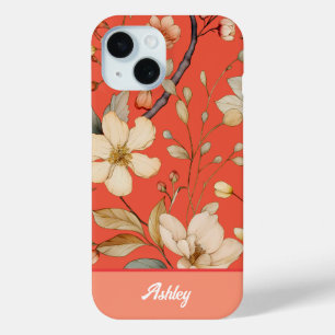 Coque Pour iPhone 15 Coque iphone de fleur sauvage rouge Mango Spring