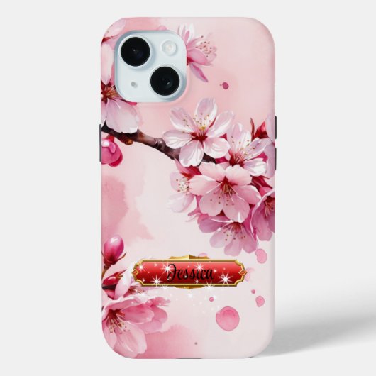 Coque Pour iPhone 15 Coque iPhone / iPad Fleurs de cerisier rose pâle (Verso)