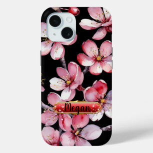 Coque Pour iPhone 15 Coque iPhone / iPad Fleurs de cerisier rose-rouge
