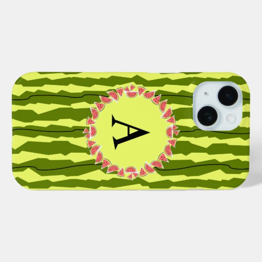 Coque Pour iPhone 15 Coque iphone "Monogramme" de la pastèque (Verso (horizontal))