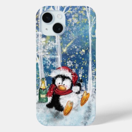Coque Pour iPhone 15 Coque iphone Penguin de Noël (Verso)