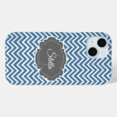 Coque Pour iPhone 15 Coque iphone personnalisé Blue Chevron (Verso (horizontal))