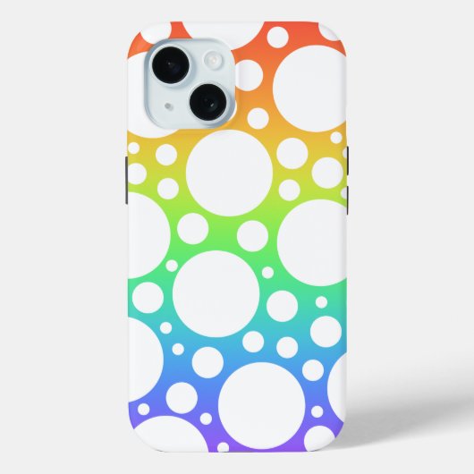 Coque Pour iPhone 15 Coque iphone pointillé Rainbow Polka (Verso)