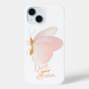 Coque Pour iPhone 15 Coque iPhone "Vivez Votre Rêve" Papillon Pêche Est
