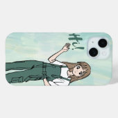 Coque Pour iPhone 15 Coquette Fille d'Anime "Salut !" Coque iPhone - Té (Verso (horizontal))