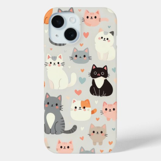 Coque Pour iPhone 15 Cute Cat iPhone 15 Coque (Verso)