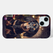 Coque Pour iPhone 15 Dachshund Chiot Coque de Noël Mate coque iphone (Verso (horizontal))