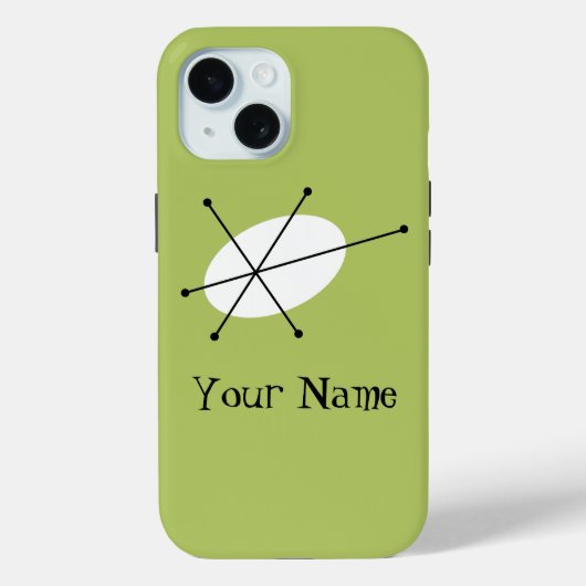 Coque Pour iPhone 15 Dazzle Green 'Nom' coque iphone vertical (Verso)