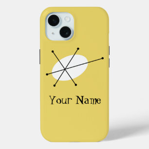 Coque Pour iPhone 15 Dazzle Jaune 'Nom' coque iphone vertical