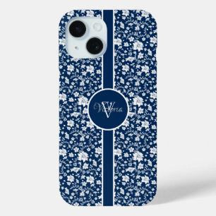 Coque Pour iPhone 15 Élégant coque iphone floral blanc personnalisé