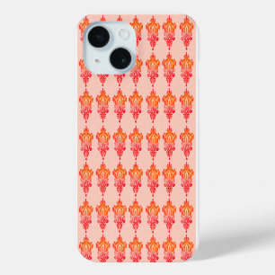 Coque Pour iPhone 15 Élégant motif floral damas rouge Coque iPhone 15