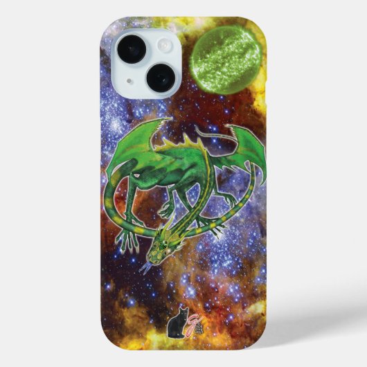 Coque Pour iPhone 15 Emerald Cosmic Dragon Coque-Mate coque iphone (Verso)