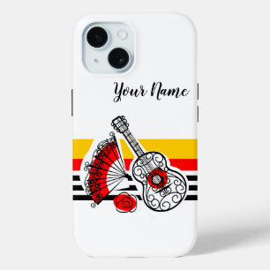 Coque Pour iPhone 15 Espagnol Souvenirs Stripe Nom coque iphone