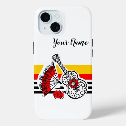 Coque Pour iPhone 15 Espagnol Souvenirs Stripe Nom coque iphone (Verso)