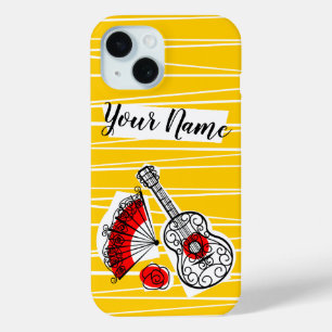 Coque Pour iPhone 15 Espagnol Souvenirs Stripe Nom coque iphone vertica