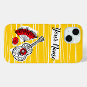 Coque Pour iPhone 15 Espagnol Souvenirs Stripe Nom coque iphone vertica (Verso (horizontal))