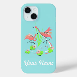 Coque Pour iPhone 15 Flamant rose Fandango Duo Nom coque iphone