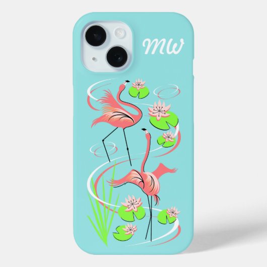 Coque Pour iPhone 15 Flamant rose Fandango Slim Duo coque iphone monogr (Verso)