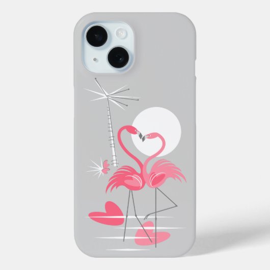 Coque Pour iPhone 15 Flamant rose Love coque iphone (Verso)
