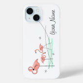 Coque Pour iPhone 15 Flamant rose Ocean Trio "Nom" coque iphone (Verso)