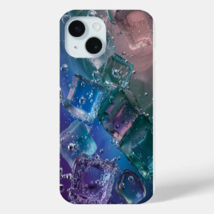 Coque Pour iPhone 15 Glaçons Néon Cool Cristal Bleu Violet Coque iPhone