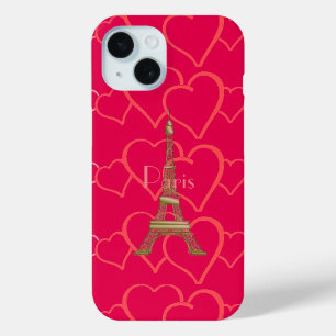 Coque Pour iPhone 15 Hot Pink, I Love Paris Coque-Mate coque iphone