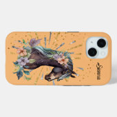 Coque Pour iPhone 15 iPhone 15 Coque avec Cheval & Fleurs (Verso (horizontal))
