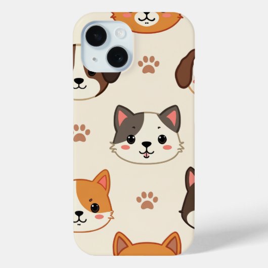 Coque Pour iPhone 15 iPhone 15 coque / chats et chien (Verso)