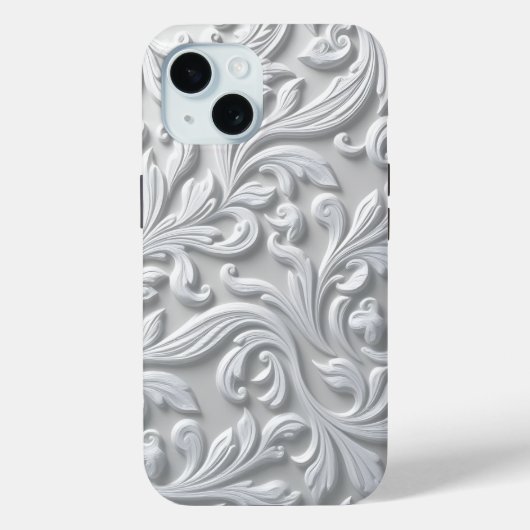 Coque Pour iPhone 15 Iphone White Flourish / coque ipad (Verso)