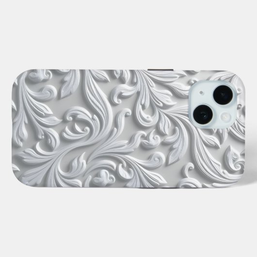 Coque Pour iPhone 15 Iphone White Flourish / coque ipad (Verso (horizontal))