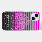 Coque Pour iPhone 15 Love Tree coque iphone Bande rose (Verso (horizontal))