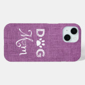 Coque Pour iPhone 15 Magenta Burlap Chien Maman coque iphone (Verso (horizontal))