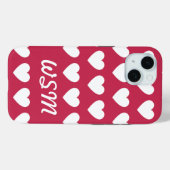 Coque Pour iPhone 15 Monogramme Coeurs iPhone / coque ipad (Verso (horizontal))