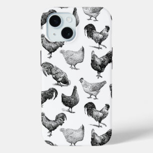 Coque Pour iPhone 15 Motif de poulet de la ferme Retro Country