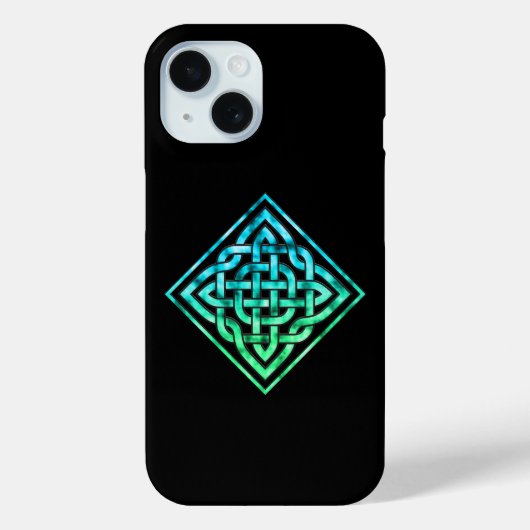Coque Pour iPhone 15 Noeud celtique - Single Blue Green iPhone 15 Coque (Verso)