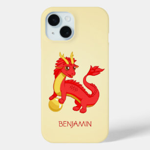 Coque Pour iPhone 15 Nom personnalisé du dragon chinois rouge