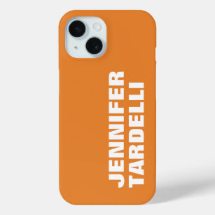 Coque Pour iPhone 15 Orange Bold Minimalist Modern Elegant Ajouter un n